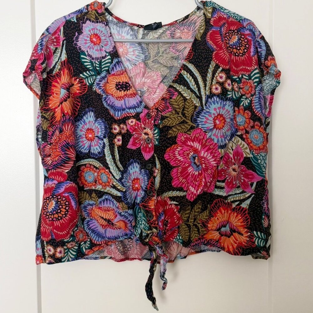 Torrid Tropical Floral Tie Front Top